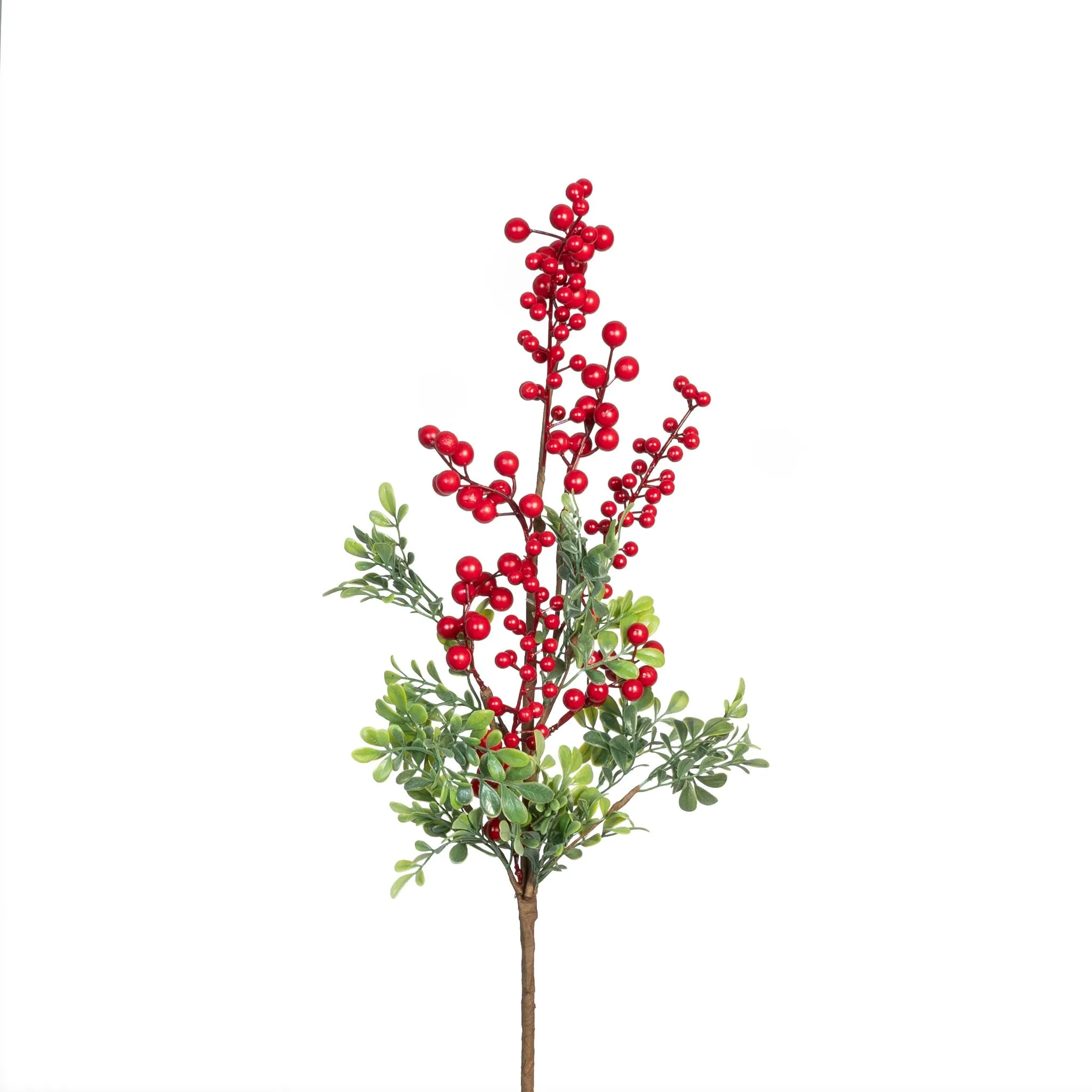 Red Berry And Boxwood Stem - 26 Inch - Set of 6