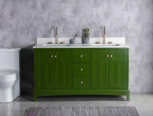 Rubeza 1500mm Pergamum Vanity Unit with Calacatta Quartz Top - Grass Green & Gold