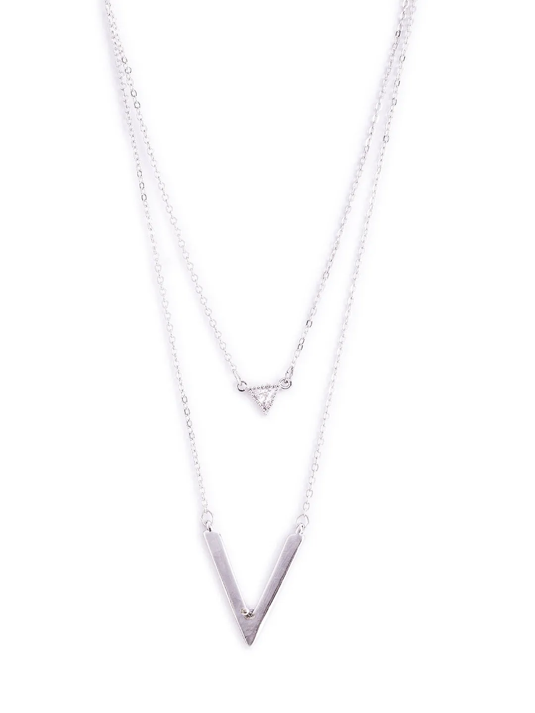 Silver Triangle Pendant Necklace for Women