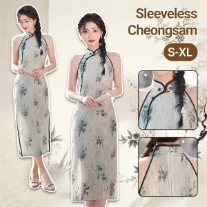 Sleeveless Floral Cheongsam Dress