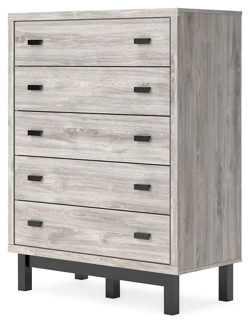 Vessalli - Black / Gray - Five Drawer Wide Chest