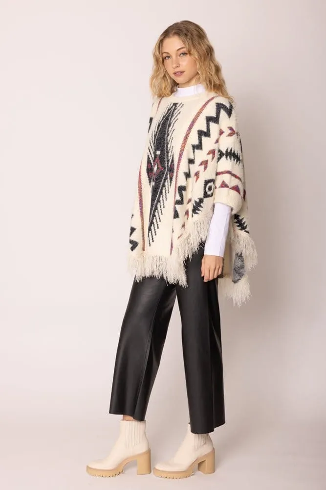 WCP420057 Aztec Tassel Poncho