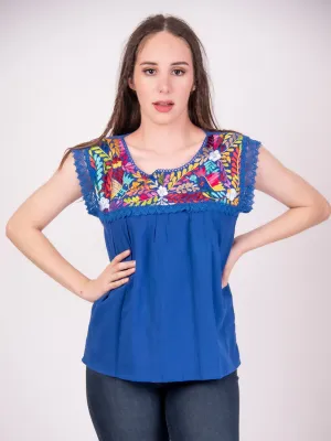 Yaritza Mexican Blouse Royal Blue